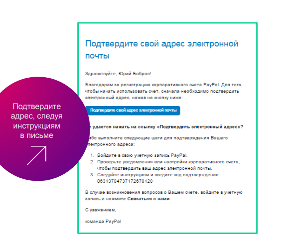 подтверждение email на почте